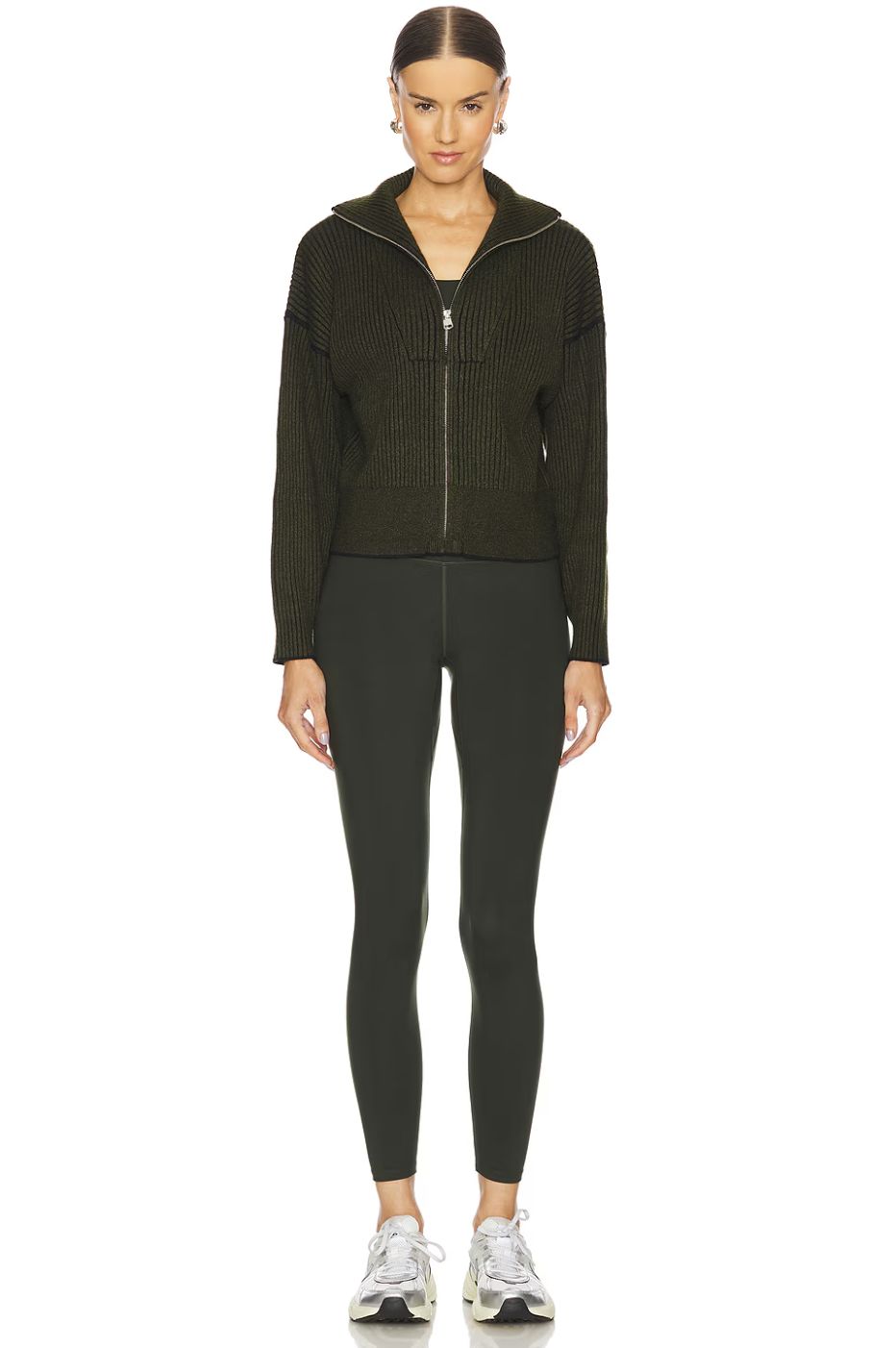 Varley Carmen Rib Knit Zip-Through Sweater