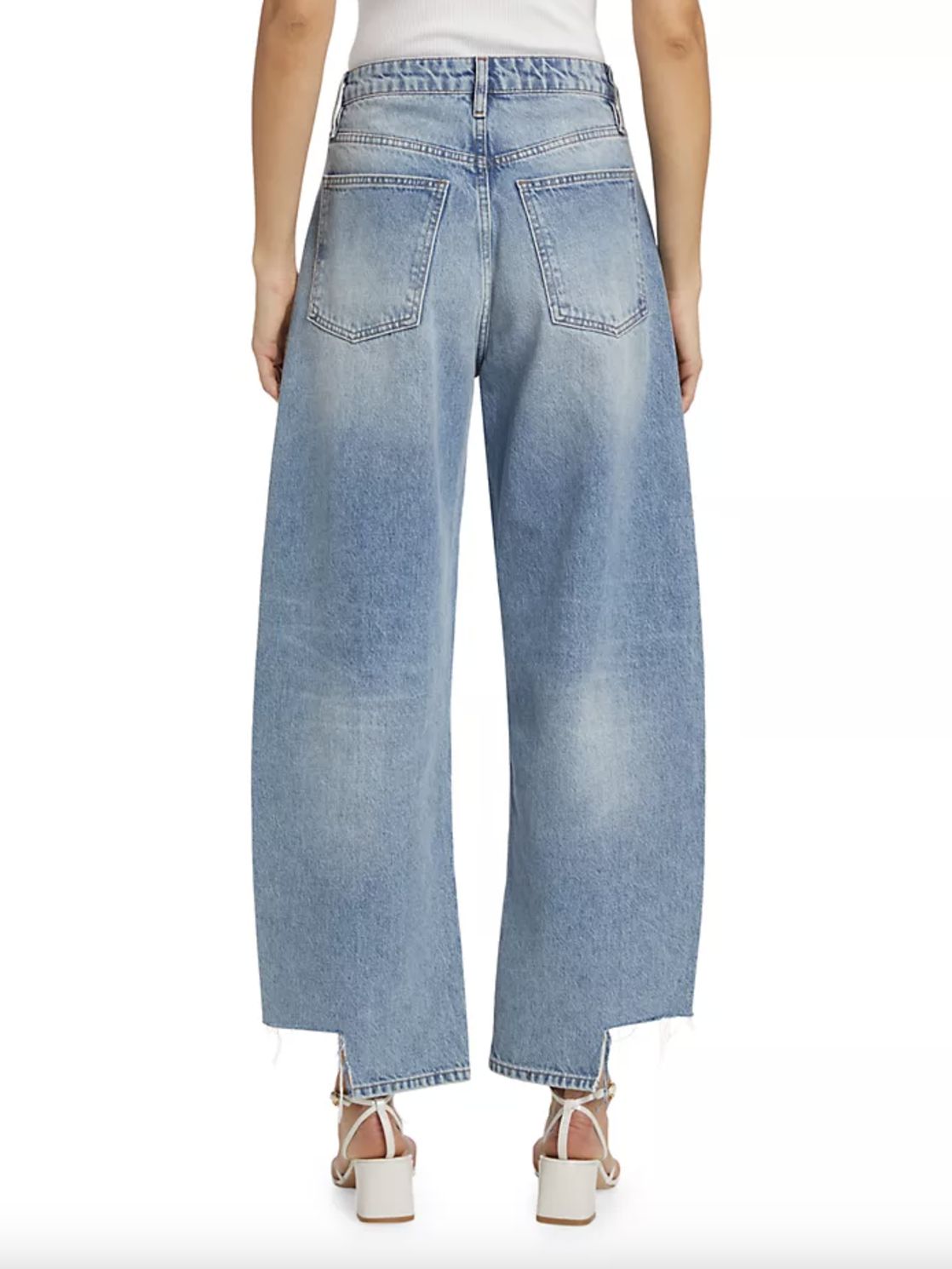 Frame Long Barrel Step Fray Jean in Divine