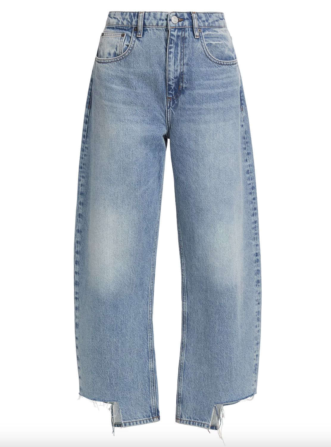 Frame Long Barrel Step Fray Jean in Divine
