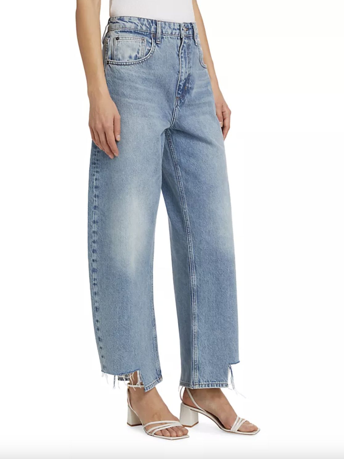 Frame Long Barrel Step Fray Jean in Divine