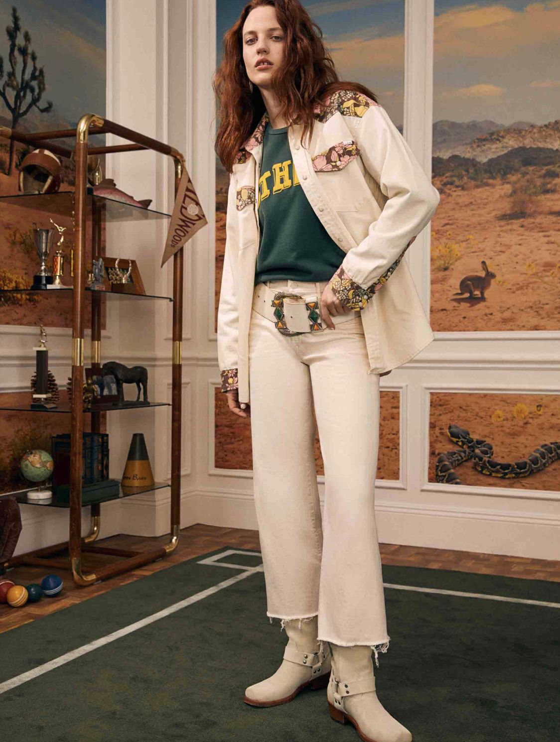 Mother Mid Rise Maven Ankle Fray Jean in Act Natural
