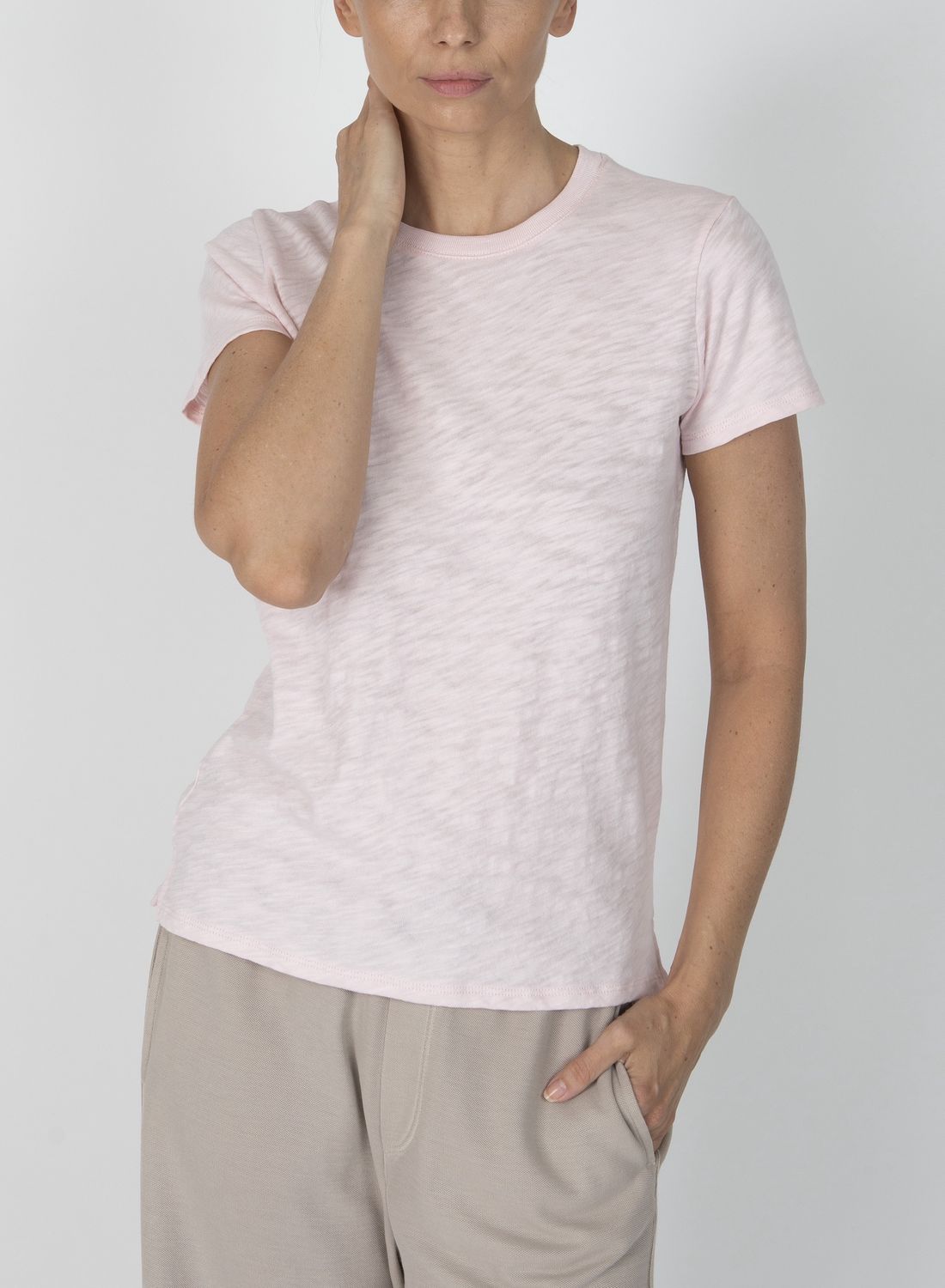 ATM Slub Schoolboy Crew Neck Tee in Pink