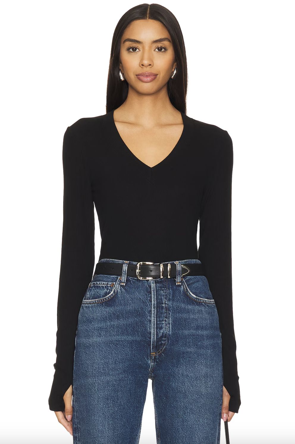 LNA Elinda Rib Sweater, Color: Black, Size: XS