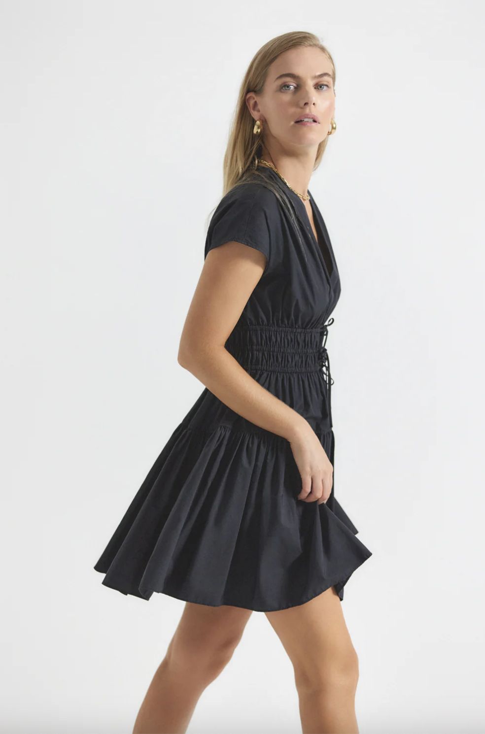 Derek Lam Tora V-Neck Dress in Black
