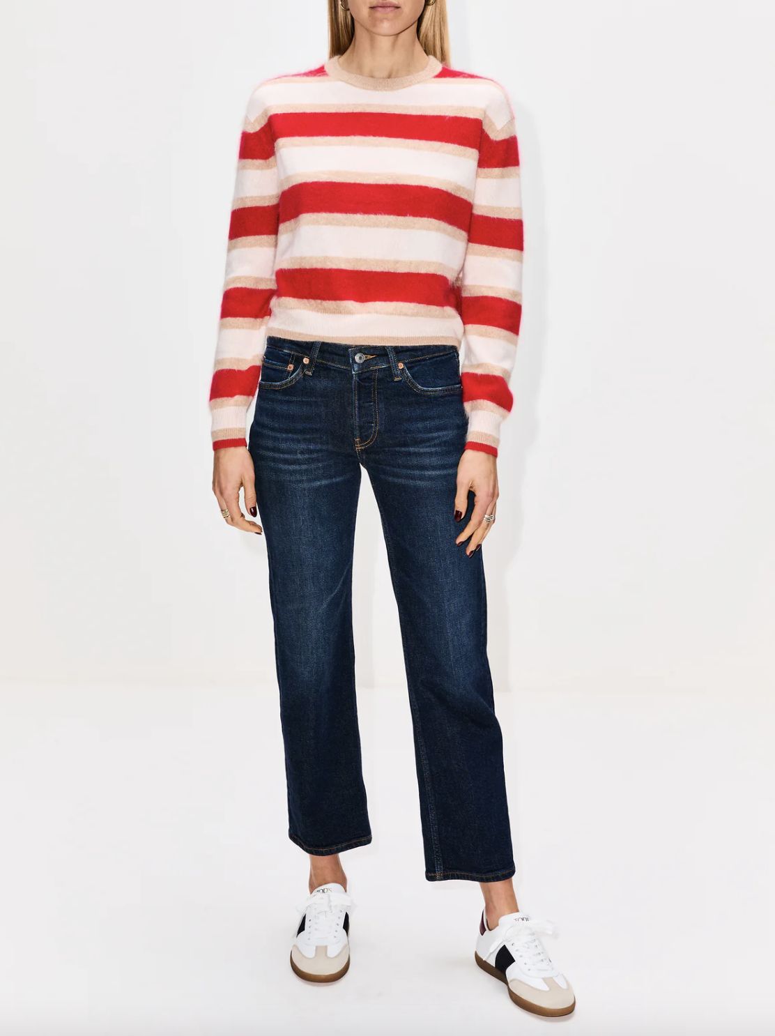 Re/Done Crop Slim Straight Jean in Barely Worn
