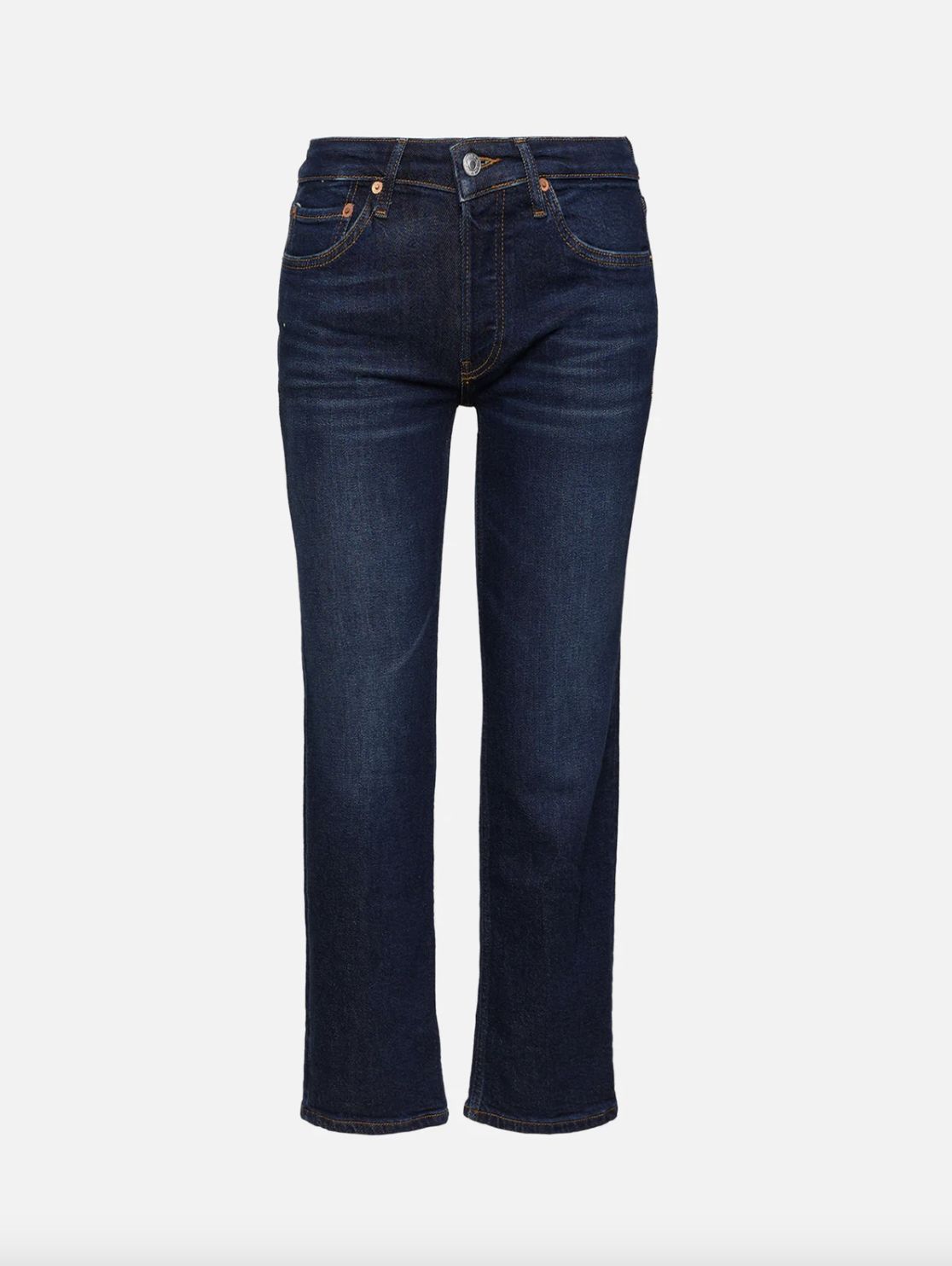 Re/Done Crop Slim Straight Jean in Barely Worn