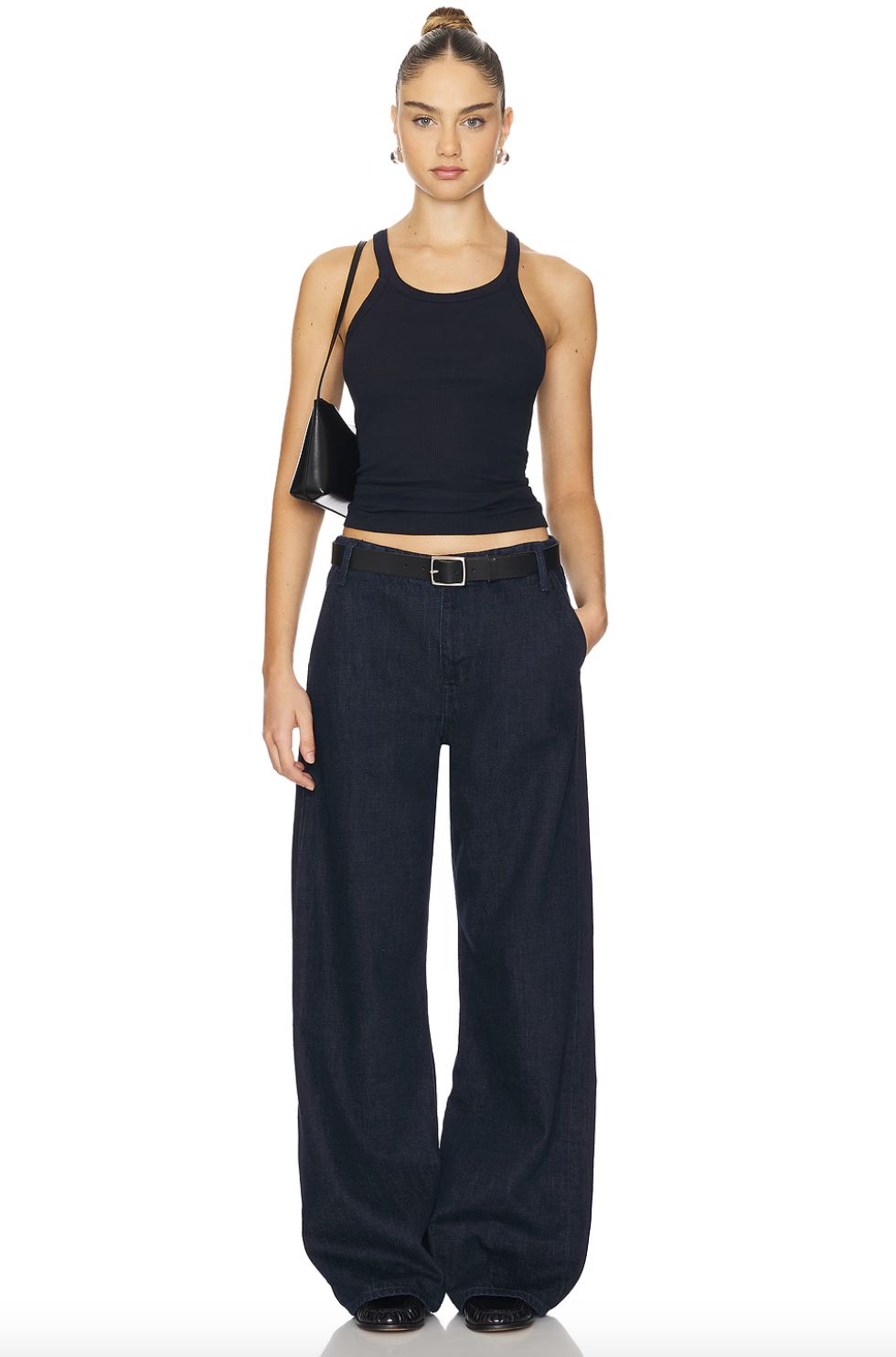 Re/Done Ribbed Tank In Navy