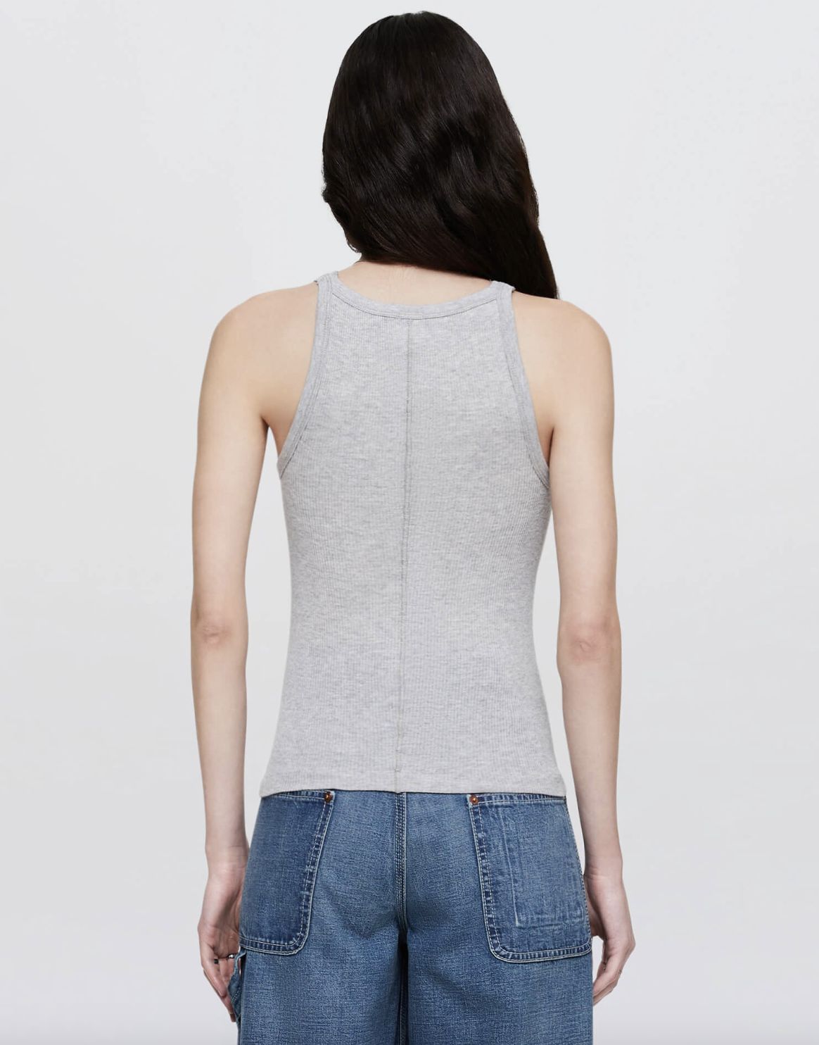 RE/Done Ribbed Tank In Heather Grey