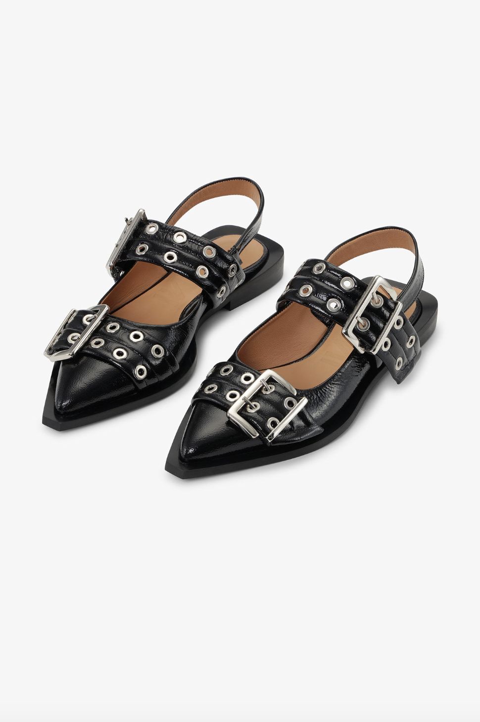 GANNI Black Feminine Ballerina Buckle Flat