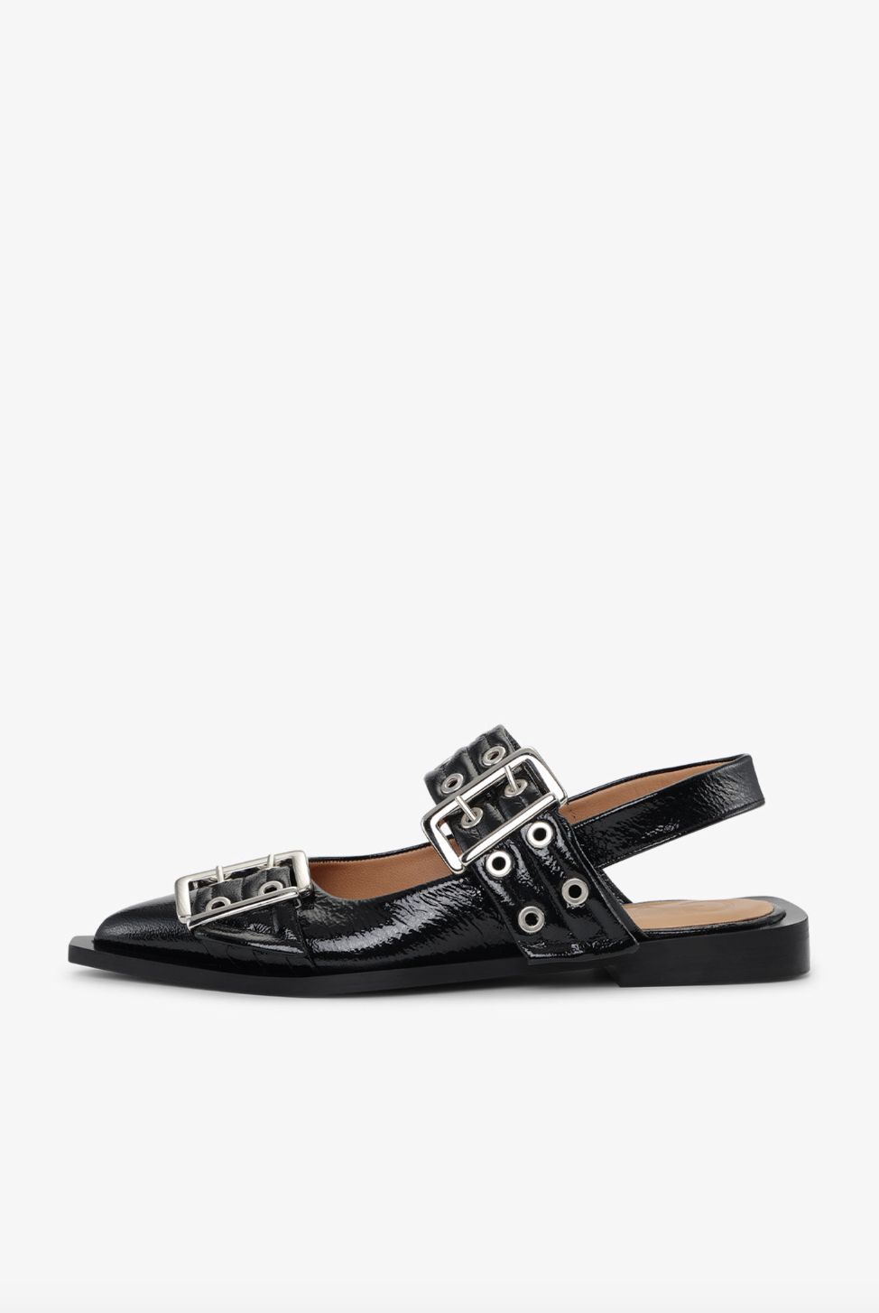 GANNI Black Feminine Ballerina Buckle Flat