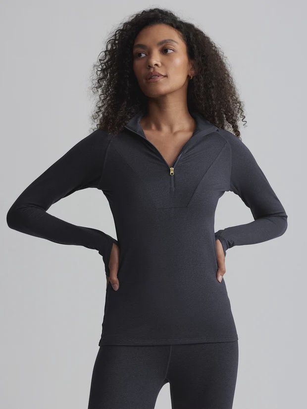 Varley Always Warm Half-Zip Top, Color: BLACK MARL, Size: XS
