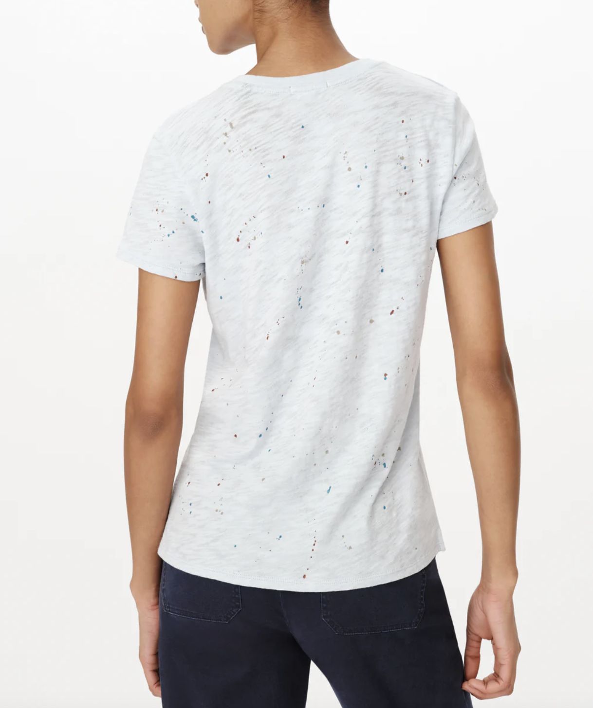 ATM Splatter Schoolboy Short Sleeve Crew in Powder Blue