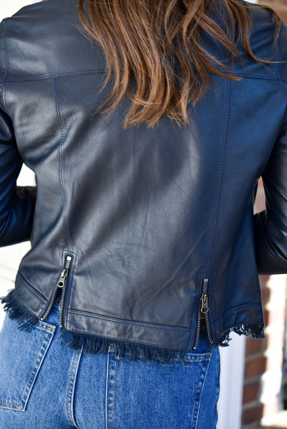 Jakett Alexa Burnished Leather Jacket in Indigo