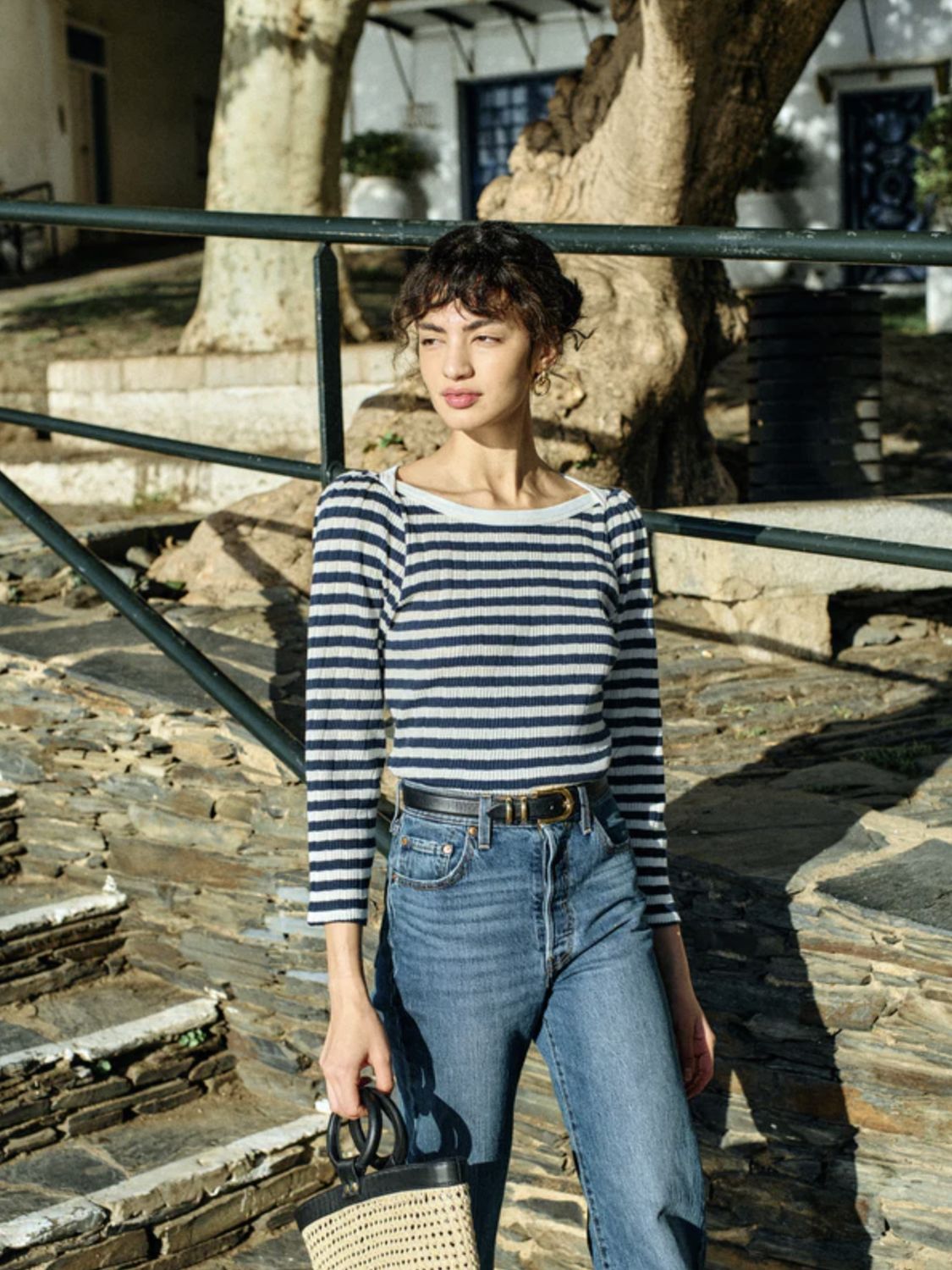 Nation Amelie Pointelle Striped Top