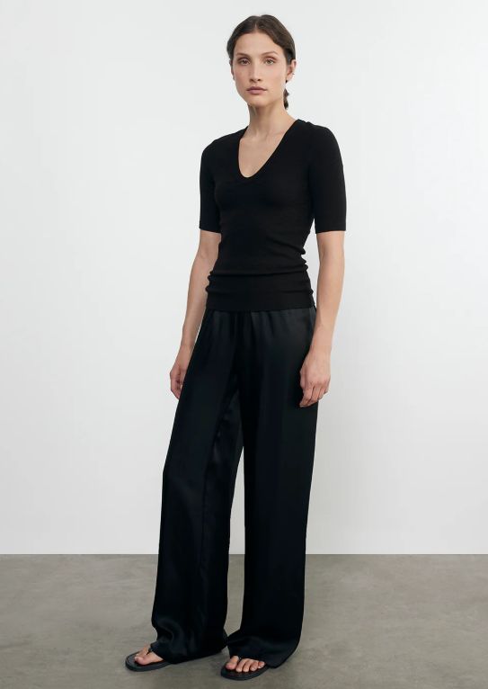 Enza Costa Textured Rib Half Sleeve Tee