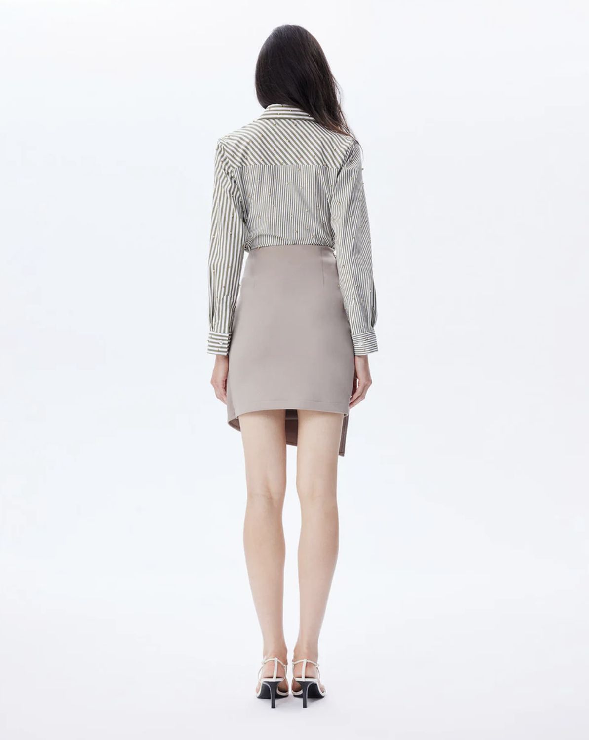 THEO The Label Echo Mix Stripe Gold Beaded Shirt