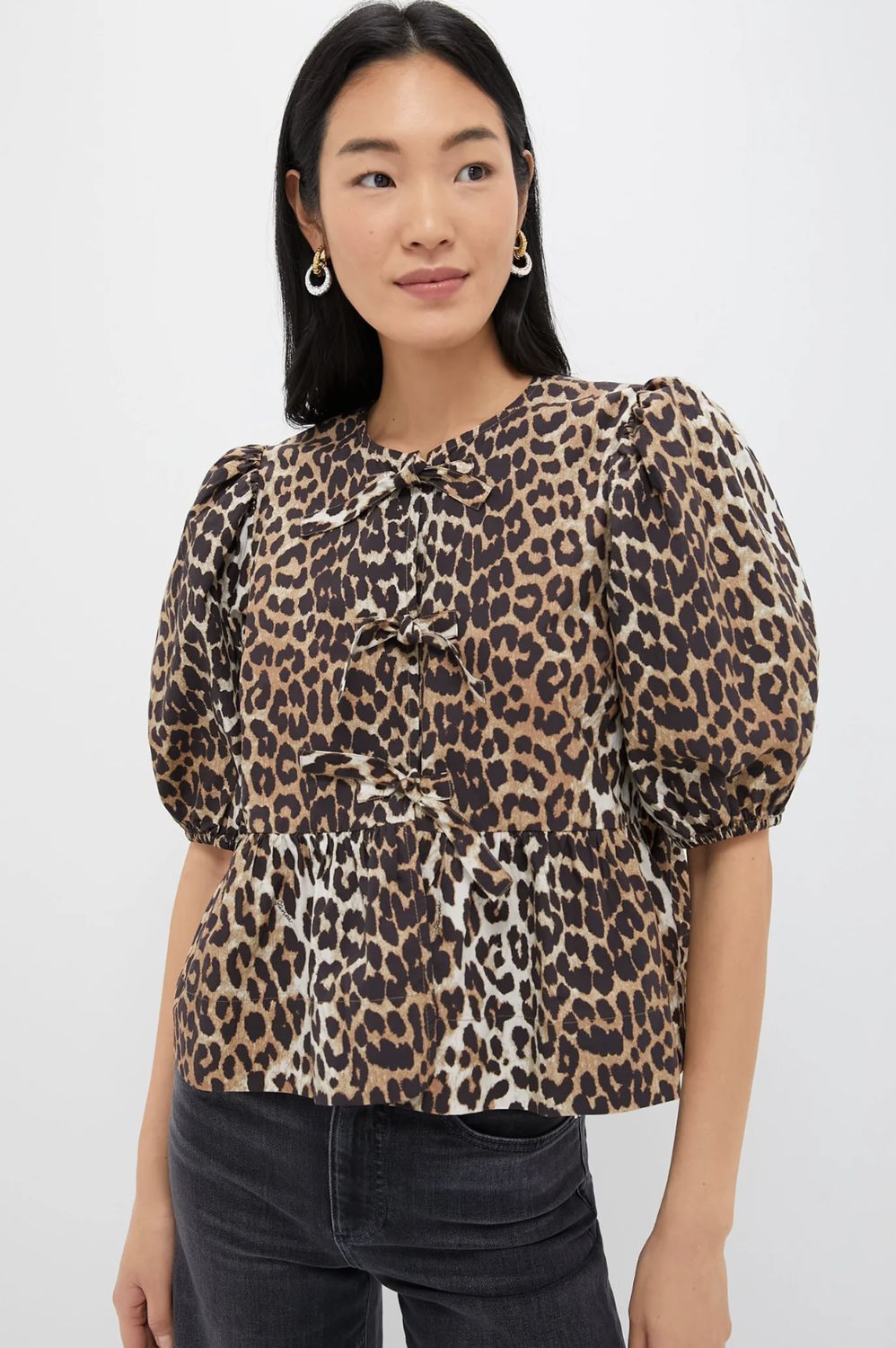GANNI Peplum Leopard Blouse