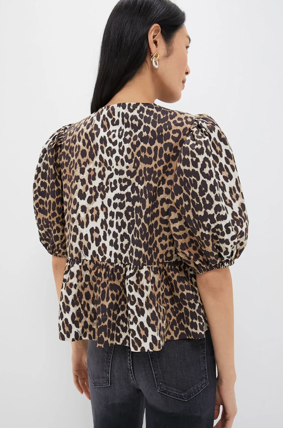 GANNI Peplum Leopard Blouse