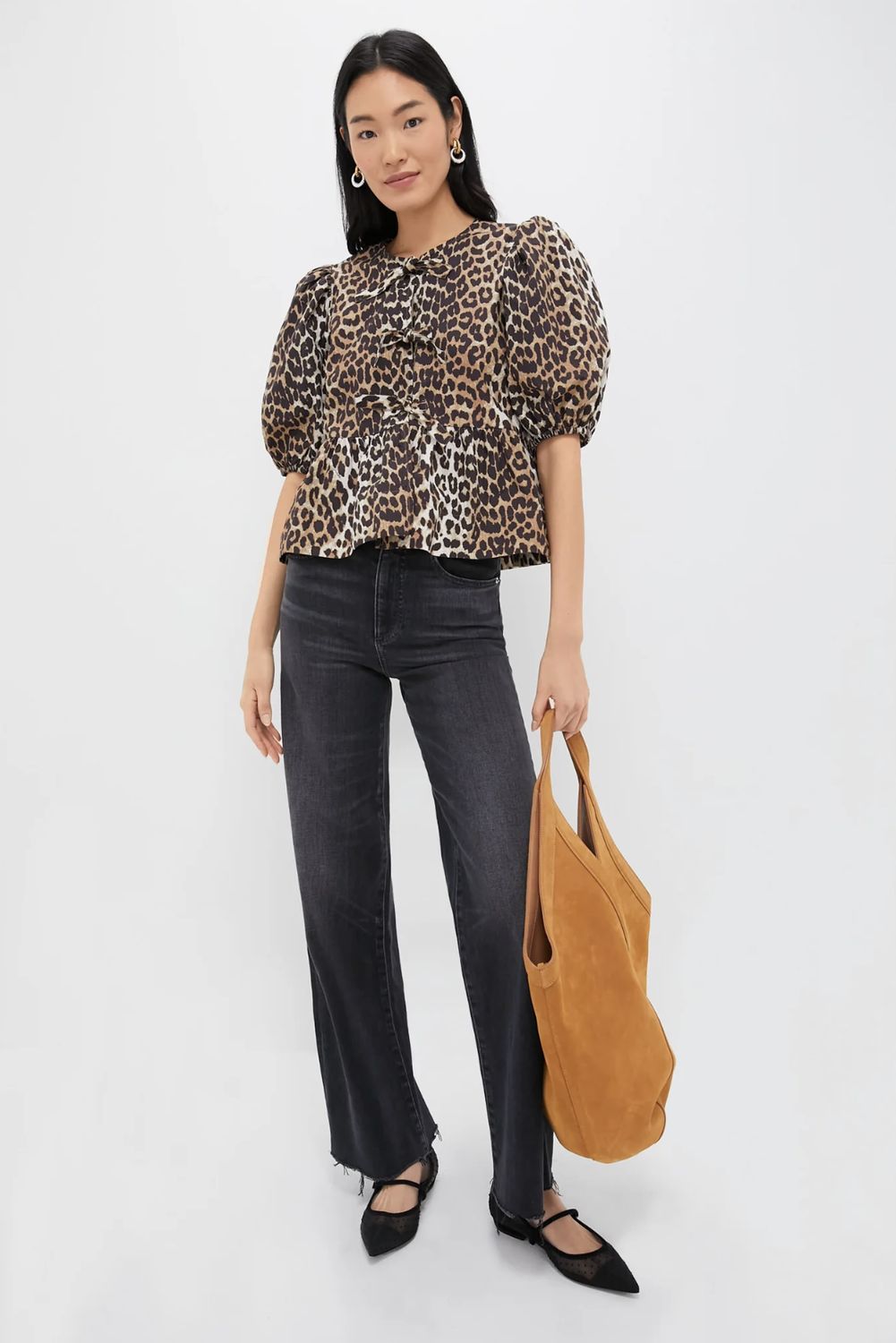 GANNI Peplum Leopard Blouse