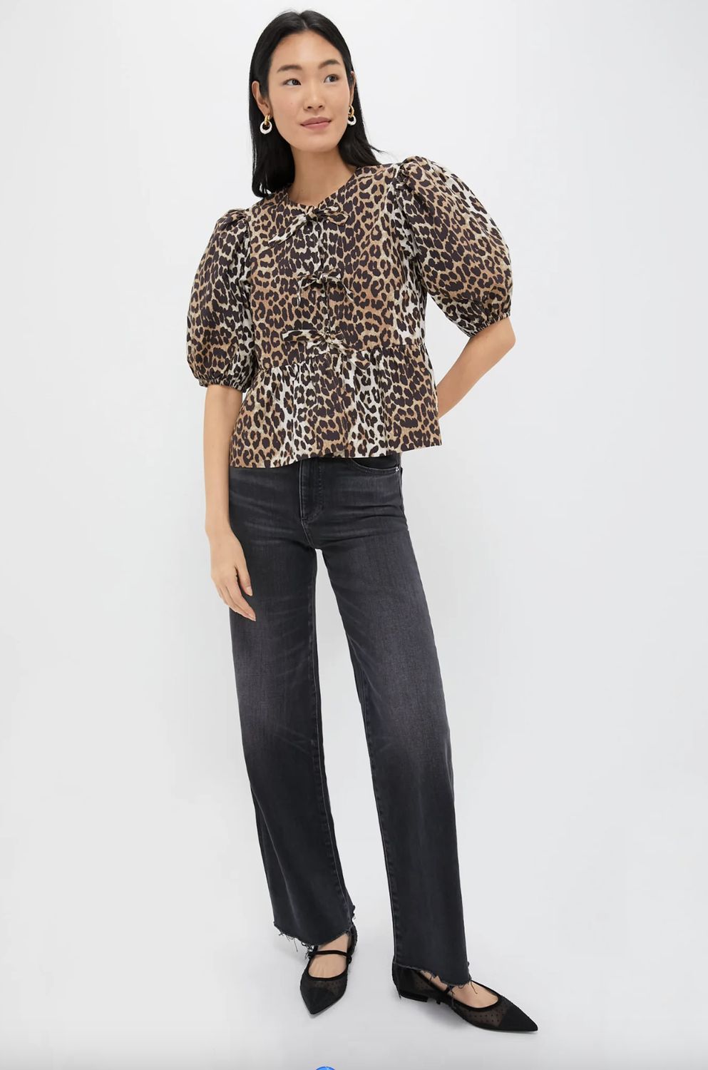 GANNI Peplum Leopard Blouse