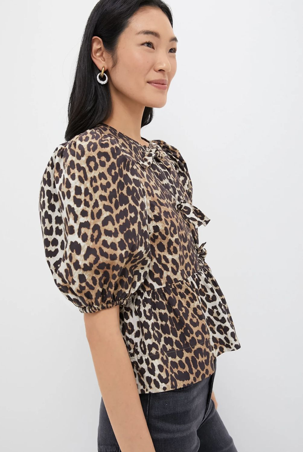 GANNI Peplum Leopard Blouse