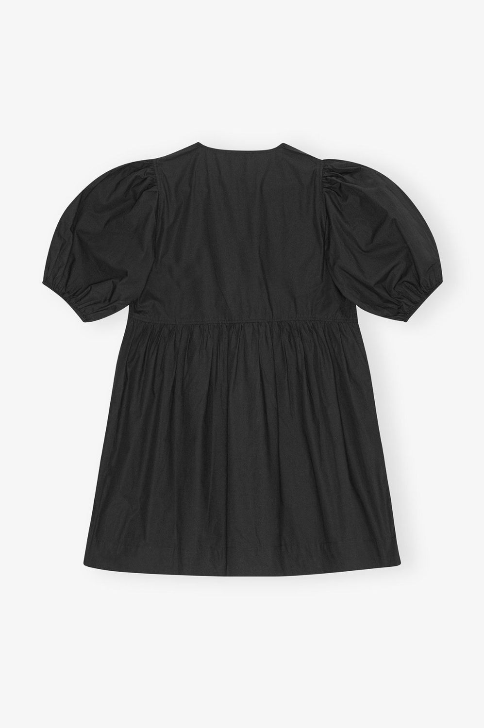 GANNI Poplin Tie String Mini Dress in Black