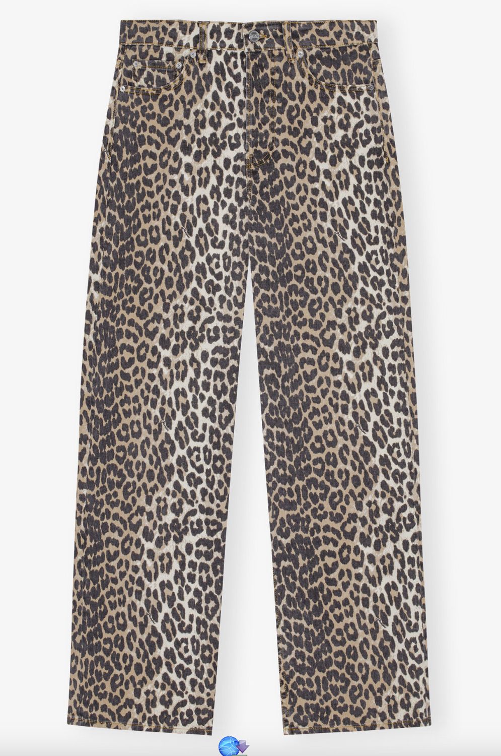 GANNI Izey Leopard Print Jean