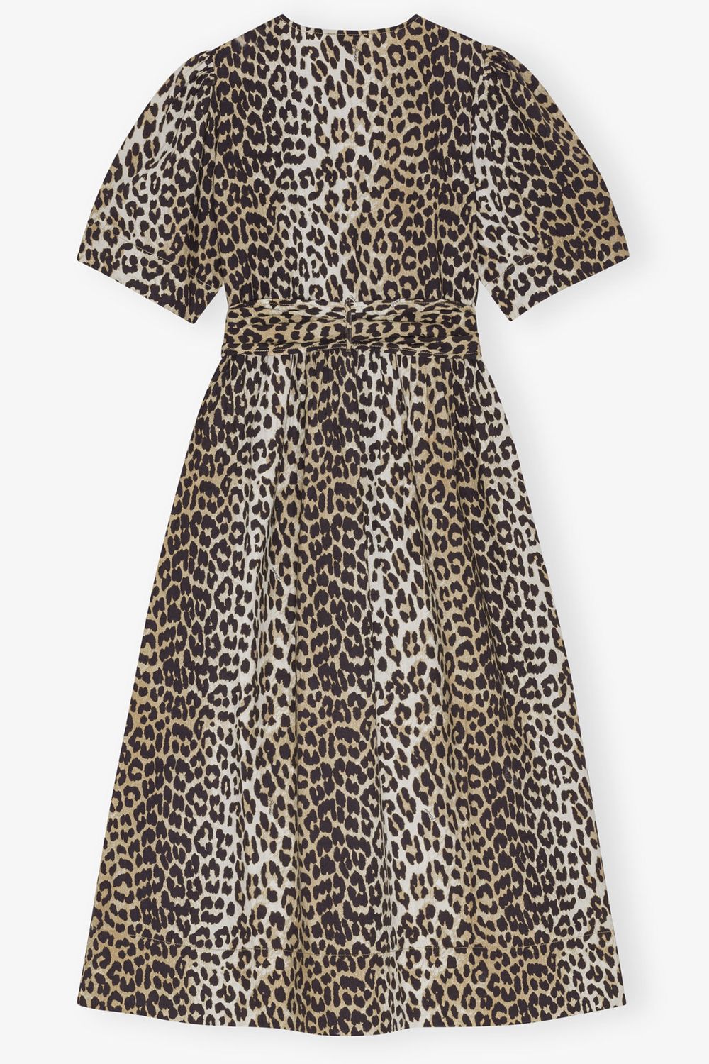 GANNI Leopard Tie Strap Midi Dress