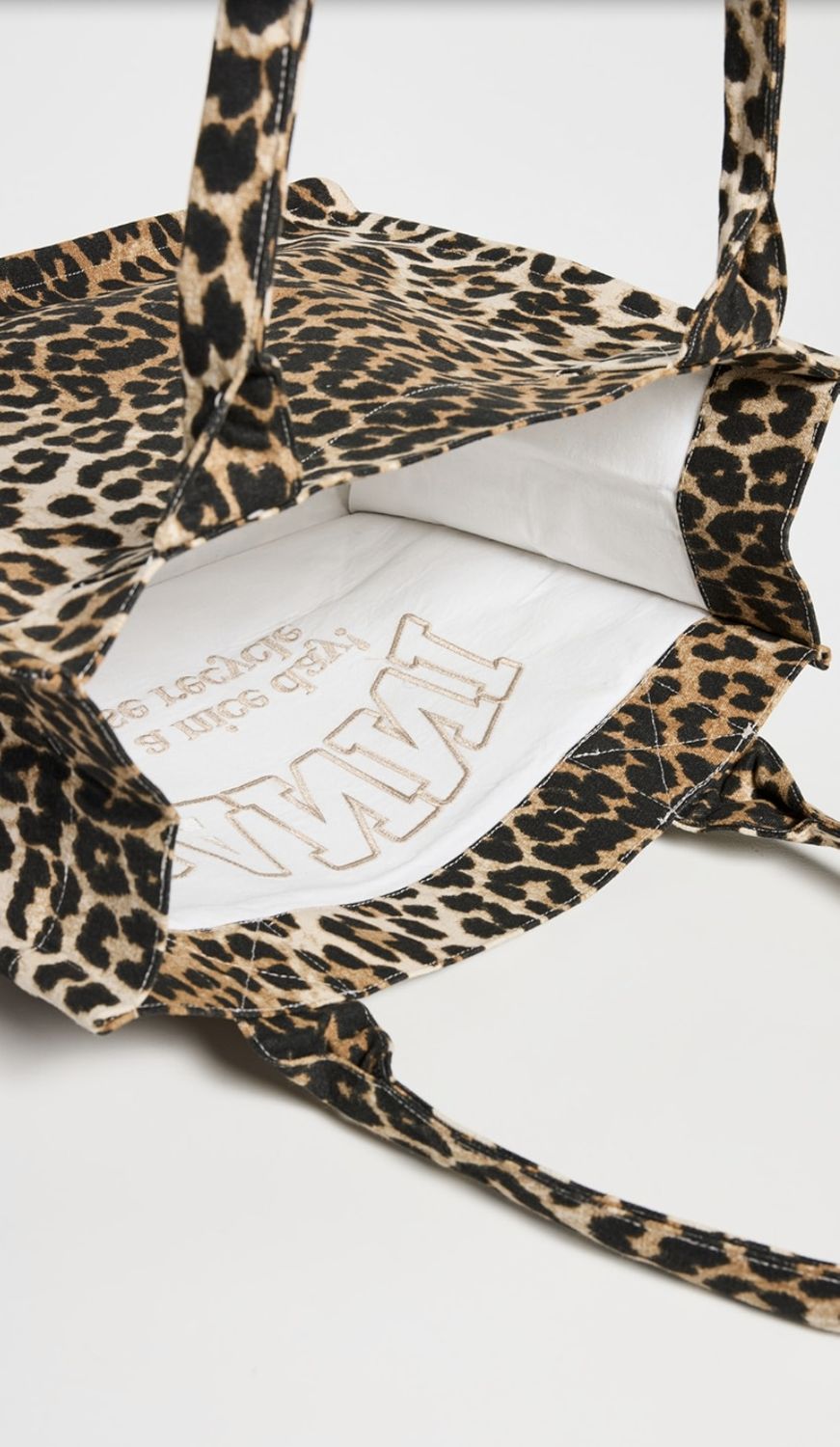 GANNI Large Canvas Leopard Tote
