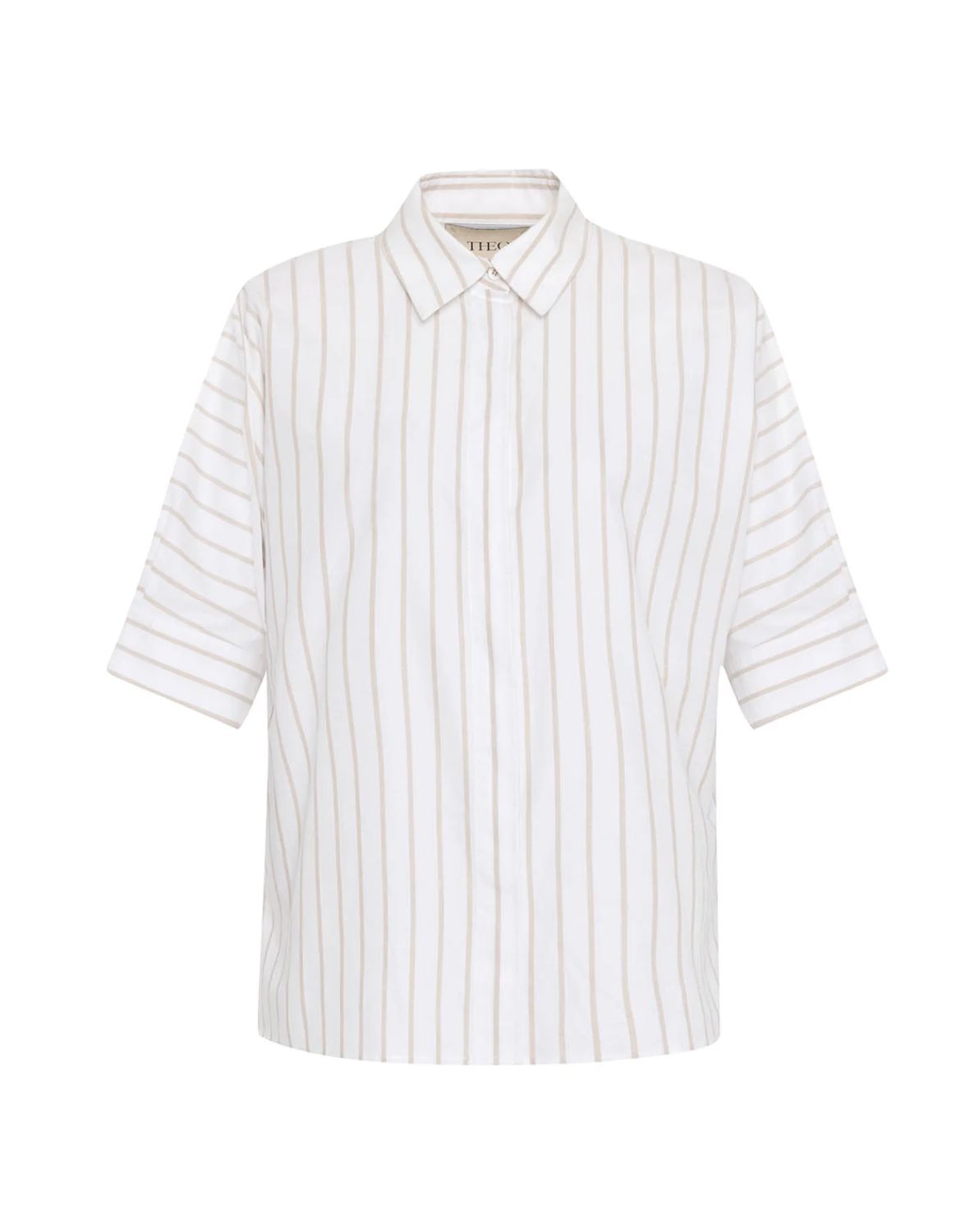 THEO The Label Echo Back Button Dolman Shirt