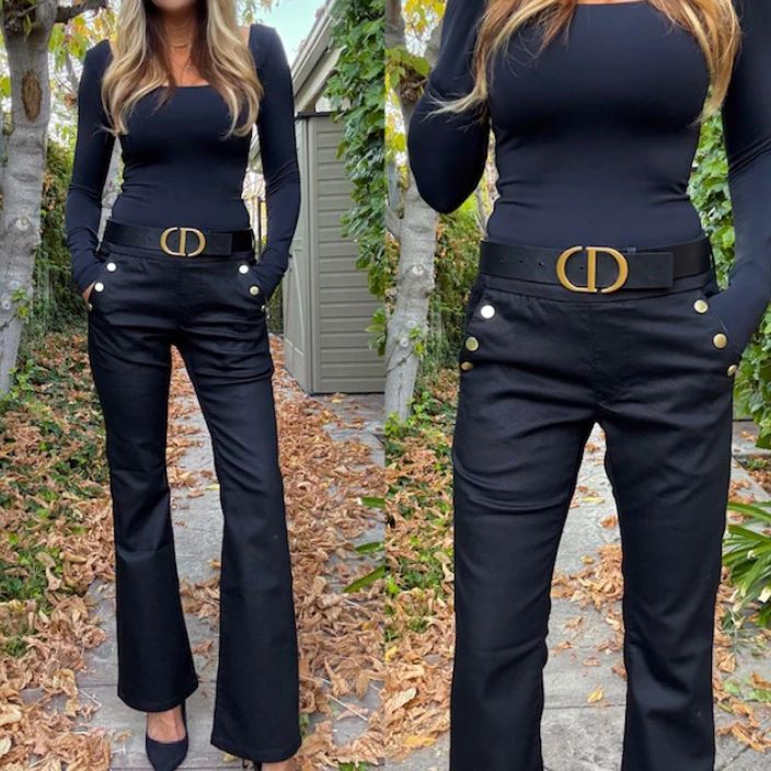 Bevy Flog Ellen Pant in Black Pebble
