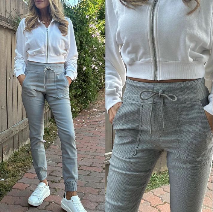 Bevy Flog Ali Light Grey Check Pant
