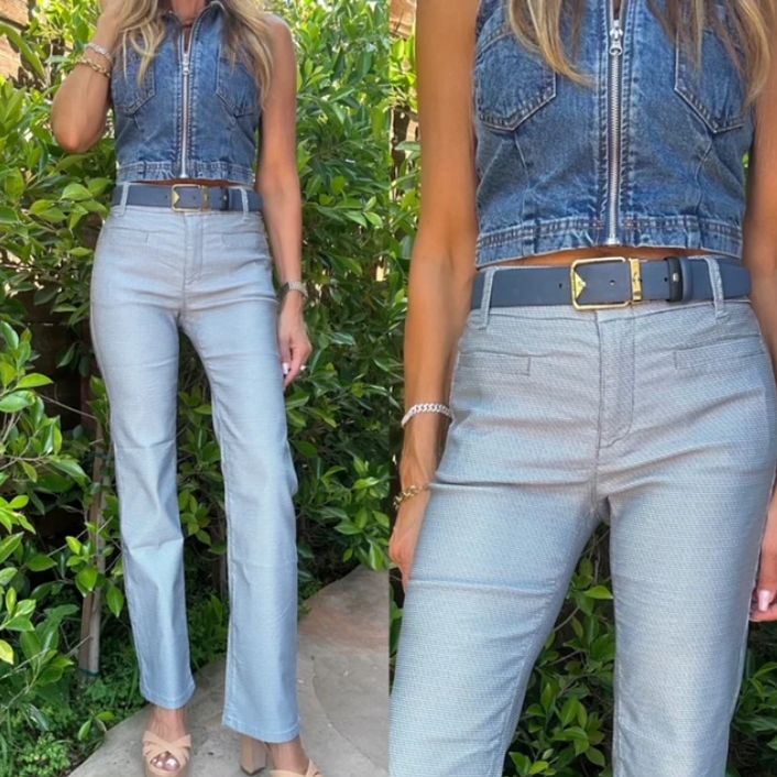 Bevy Flog Tami Pant in Blue Herringbone