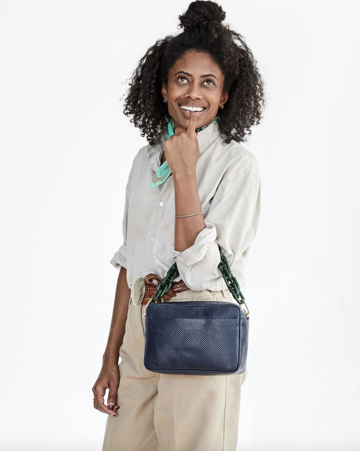 Clare V Shortie Strap in Fern Resin