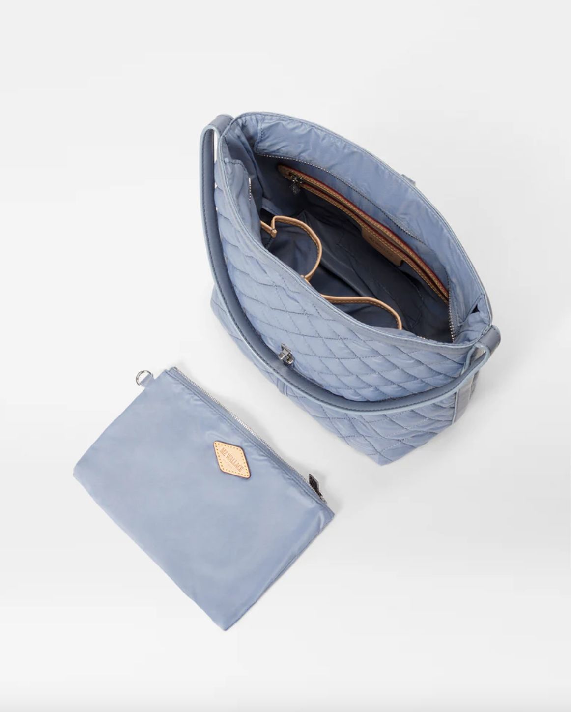 MZ Wallace Small Astor Hobo Bag in Stone Blue