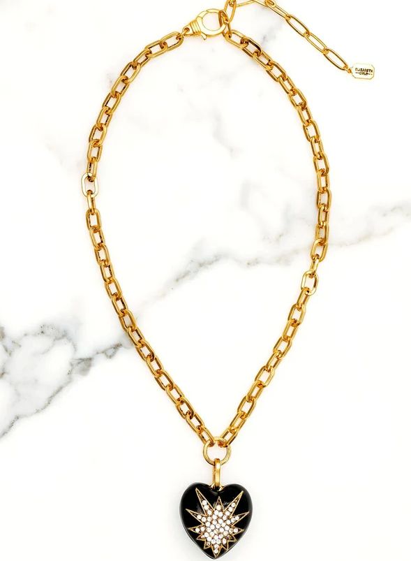 Elizabeth Cole Heart Of Tefiti Black Enamel Necklace