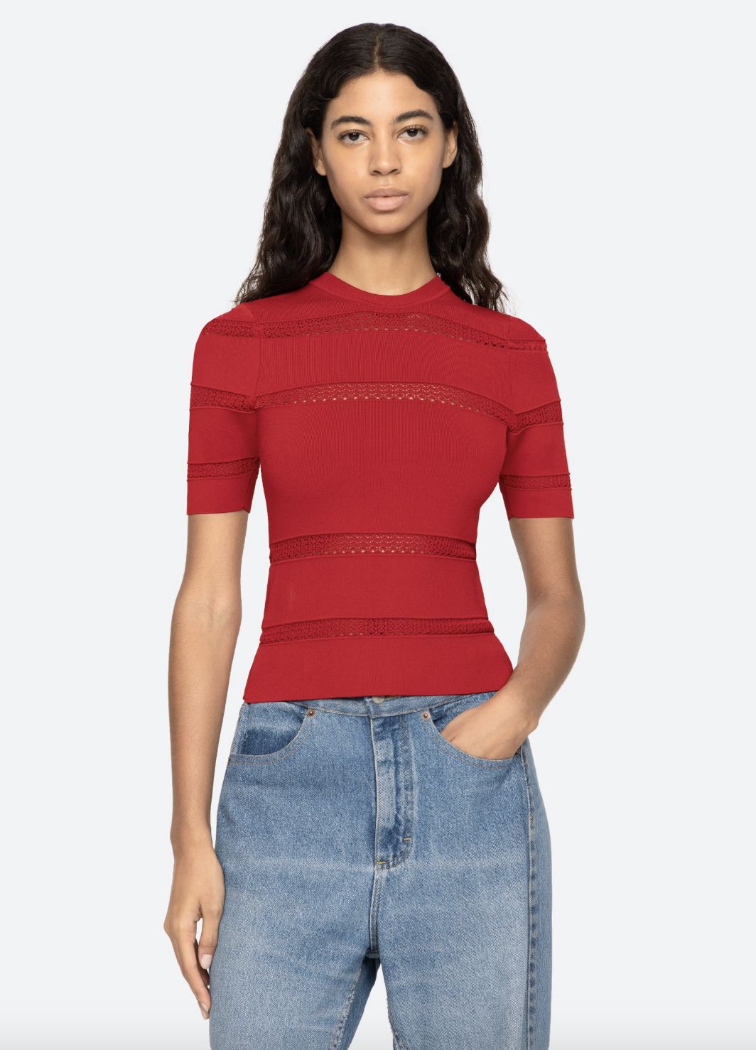 Sea-NY Devon Knit Short Sleeve Top