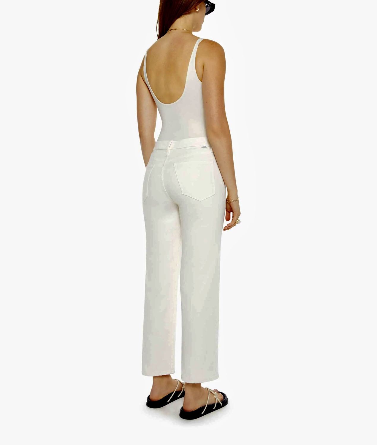 Mother Rambler Zip Ankle Jean in Cream Puffs