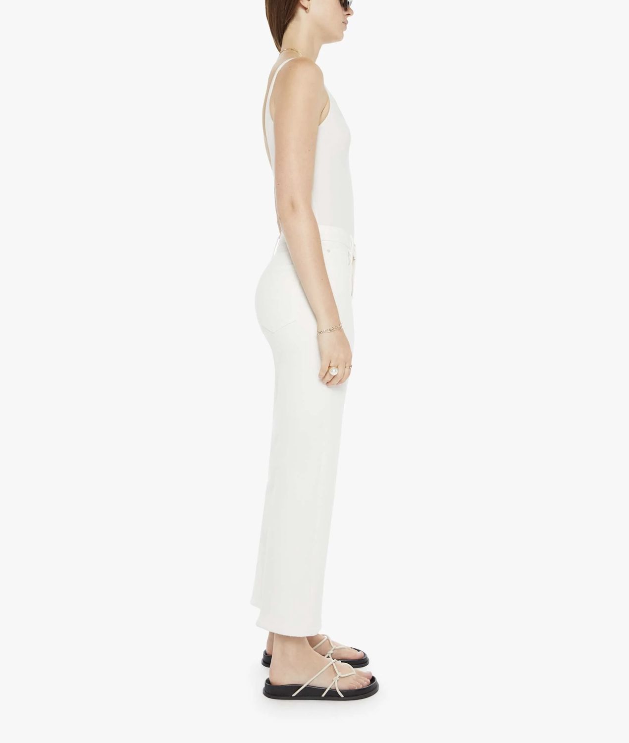 Mother Rambler Zip Ankle Jean in Cream Puffs