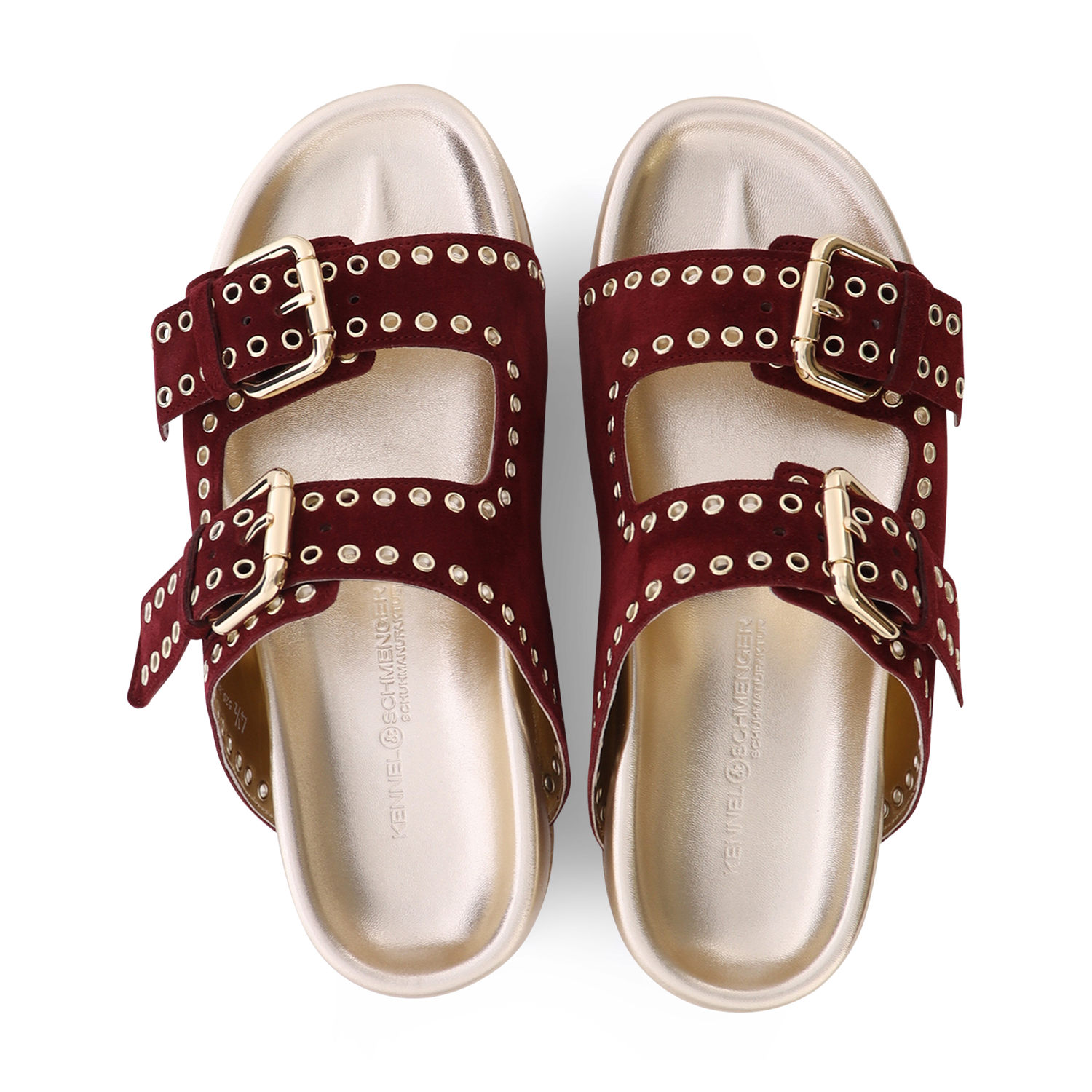 Kennel &amp; Schmenger Platform Buckle Sandal in Bordeau Suede
