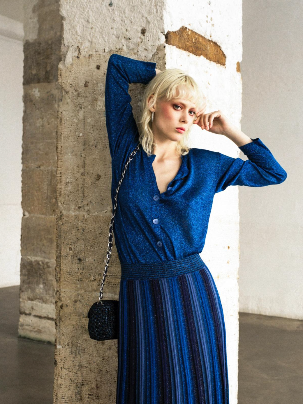Maison Lurex Gala Pleated Skirt