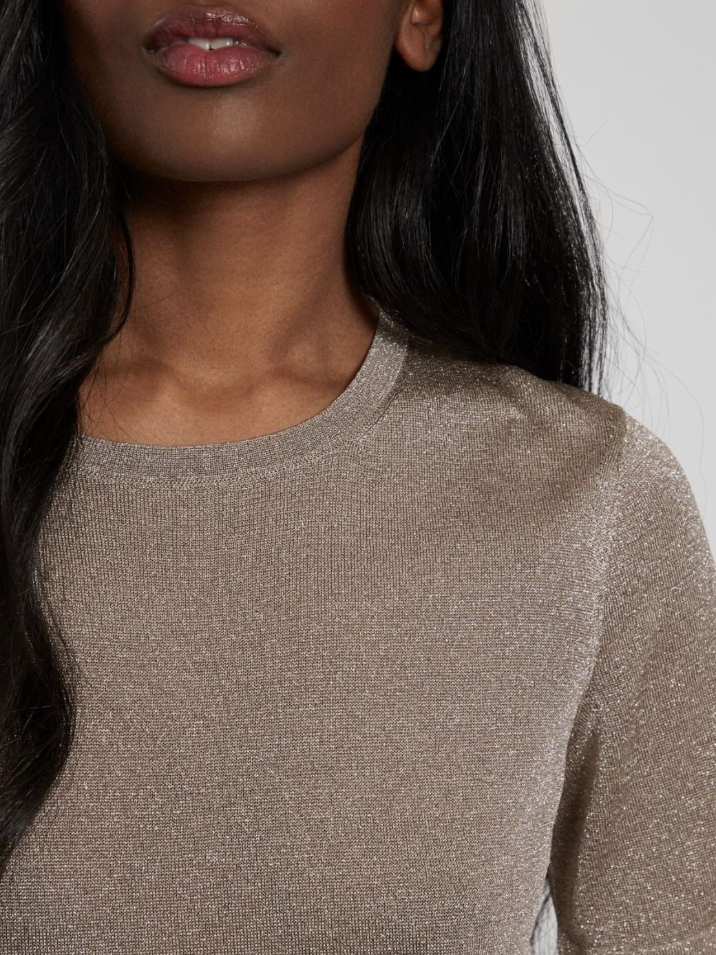 Maison Lurex Gala Short Sleeve Top in April Moon