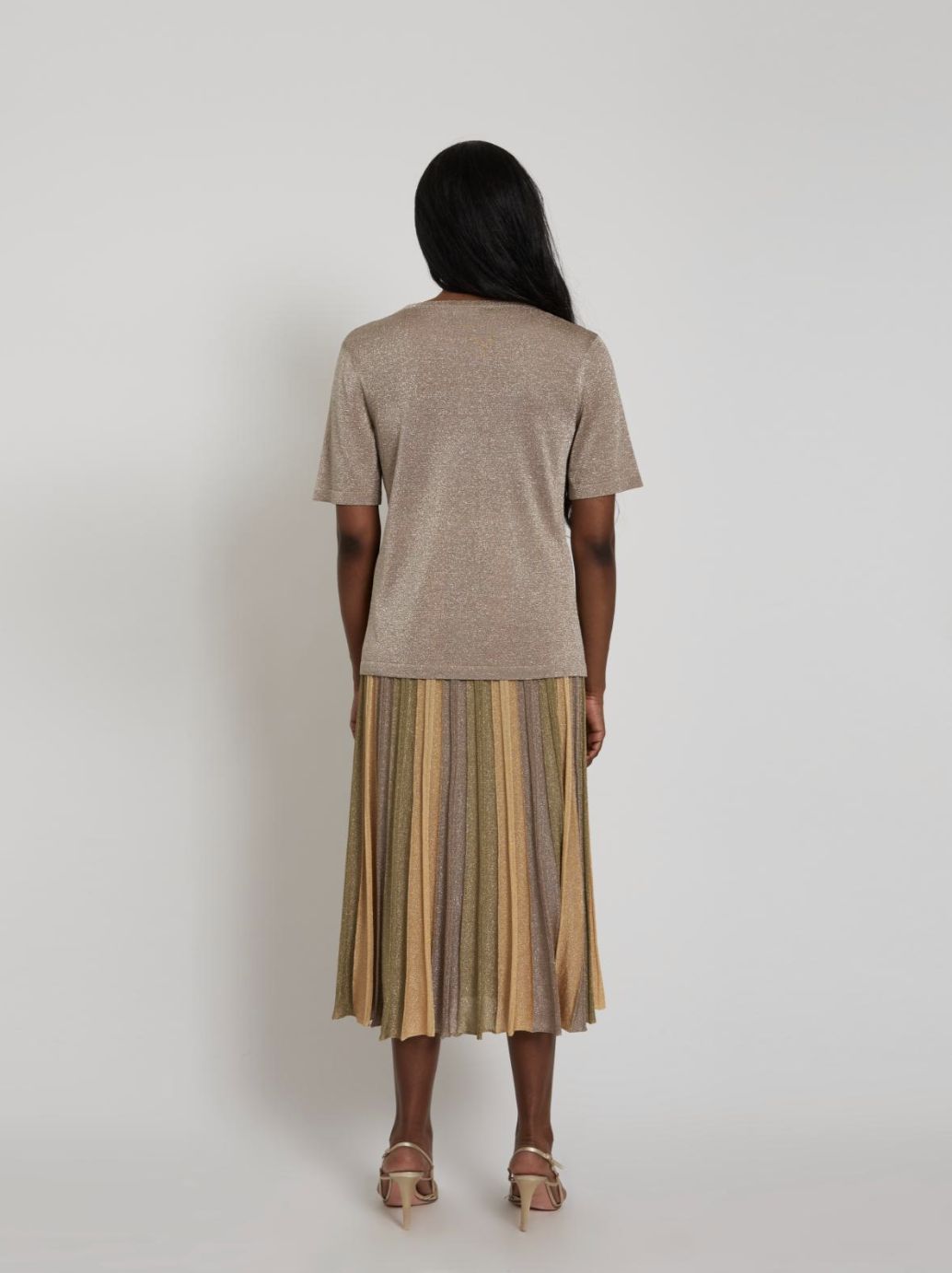 Maison Lurex Gala Short Sleeve Top in April Moon