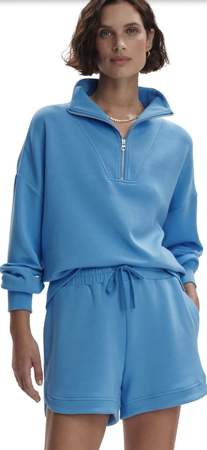 Varley Hawley Half Zip Sweat in Azure Blue