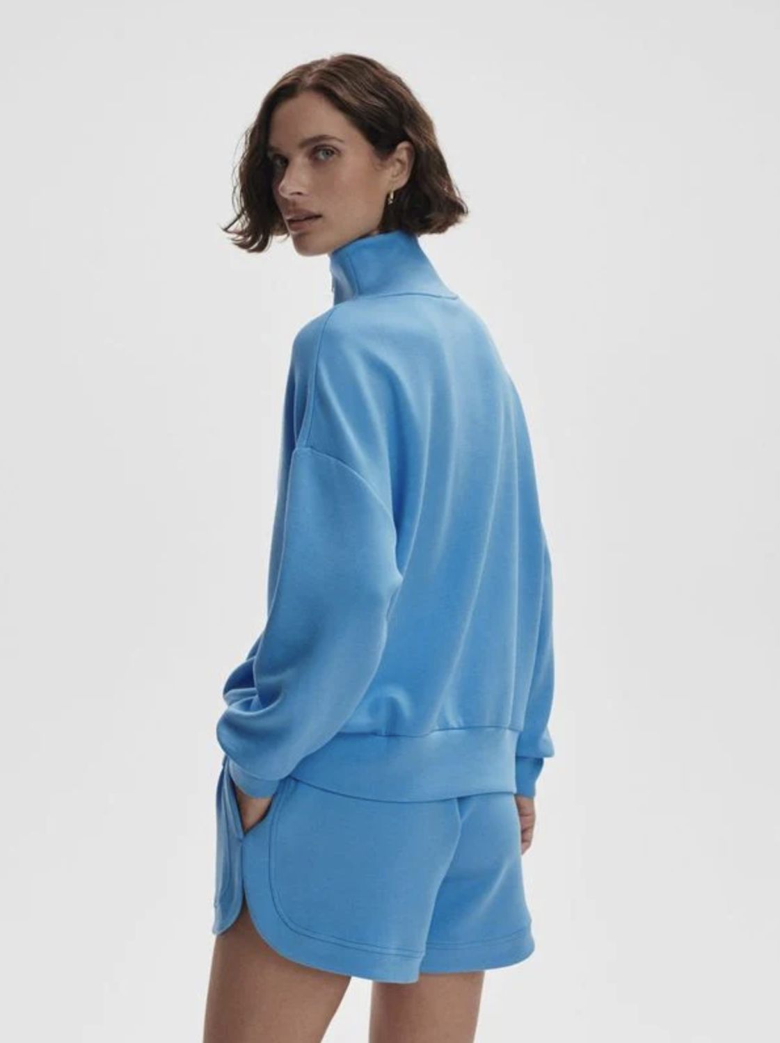 Varley Hawley Half Zip Sweat in Azure Blue