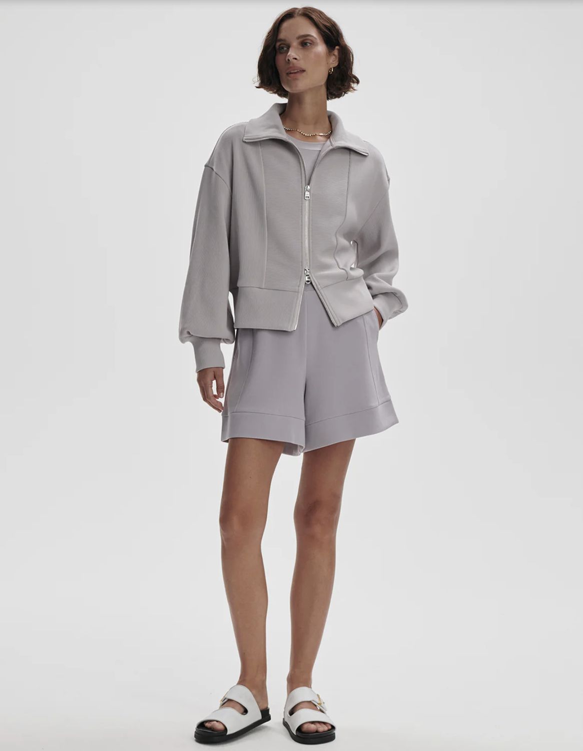 Varely Gibbs Zip Through Jacket in Lilac Marble