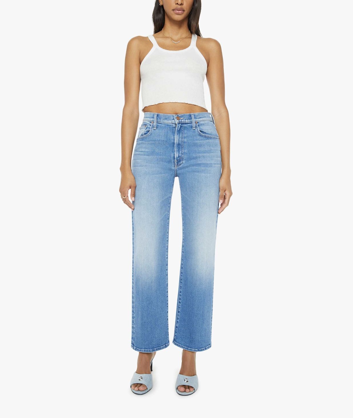 The Mother Rambler Zip Flood Jean in Read Between the Lines