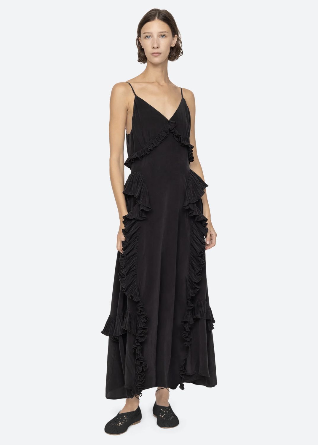 Sea-NY Delilah Ruffle Slip Dress
