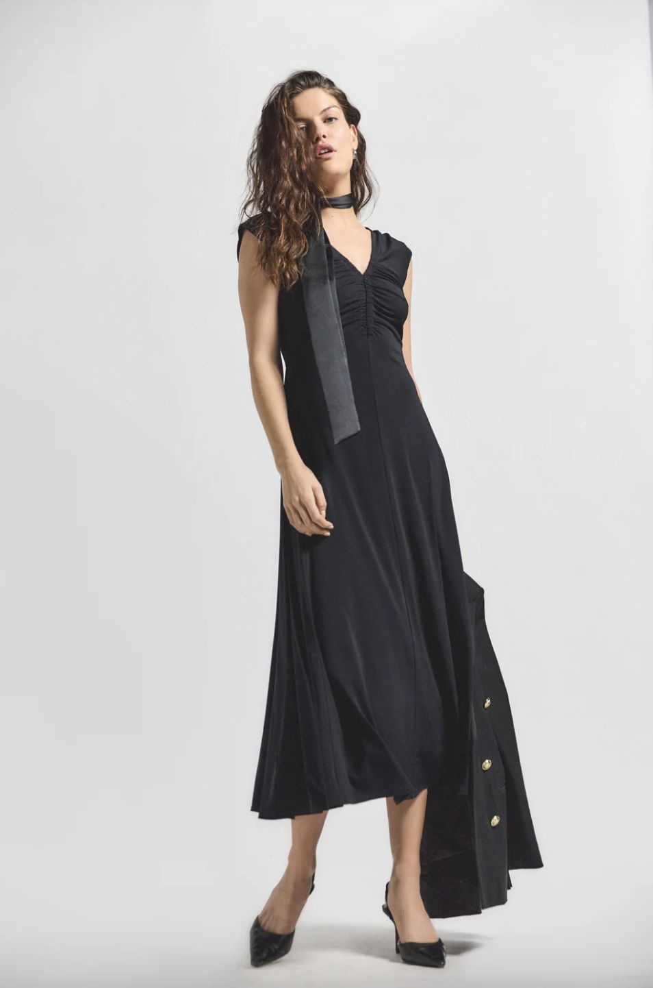 Derek Lam Isabel Ruched Sleeveless Midi Dress