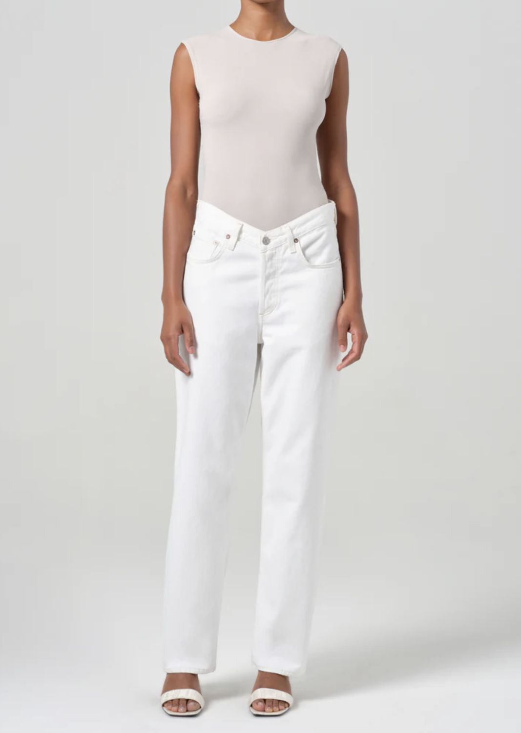 AGolde V-Waist Baggy Jean in Milkshake
